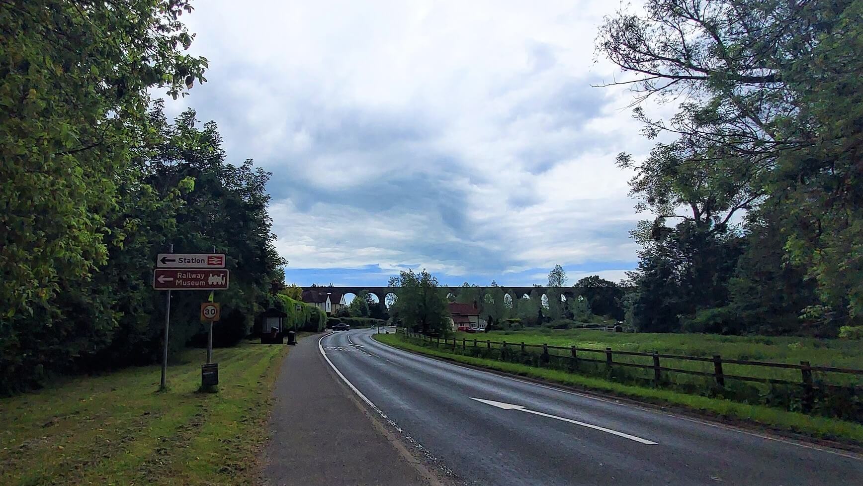 the chappel viaduct viewed from the road which leads to the east anglian railway museum